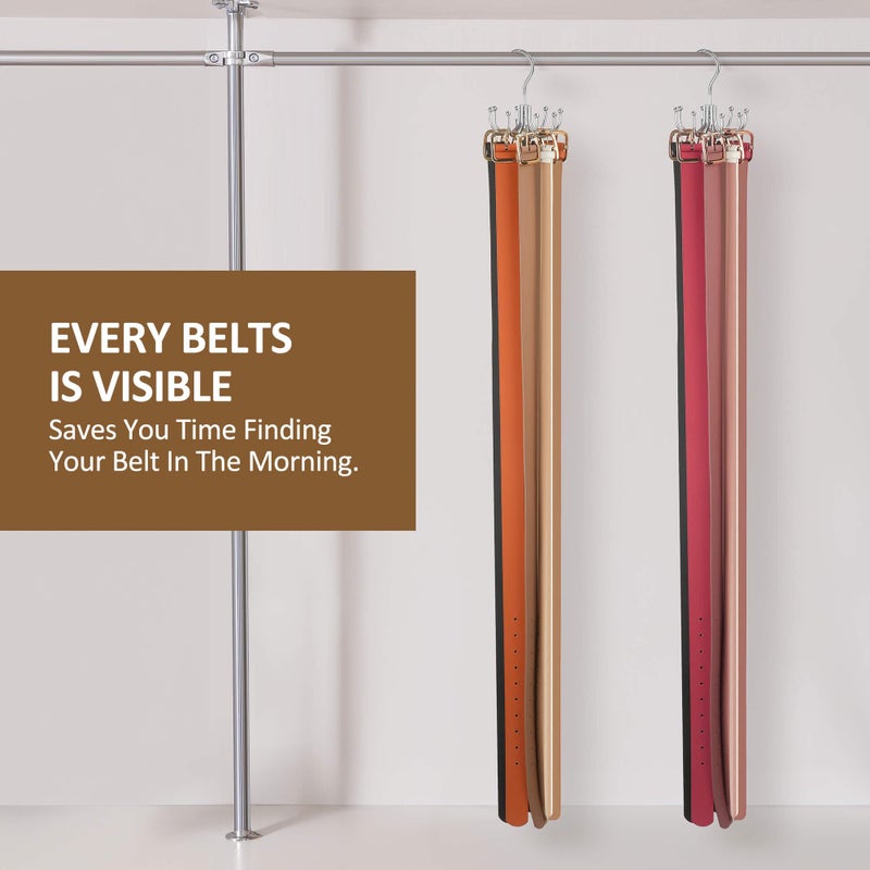 ZEDODIER Belt Hanger, Belt Organizer for Closet, Keeping Belts Visible and in Good Condition, Hanging Tie Rack Holder, Closet Organizers and Storage, Silver - Image 4